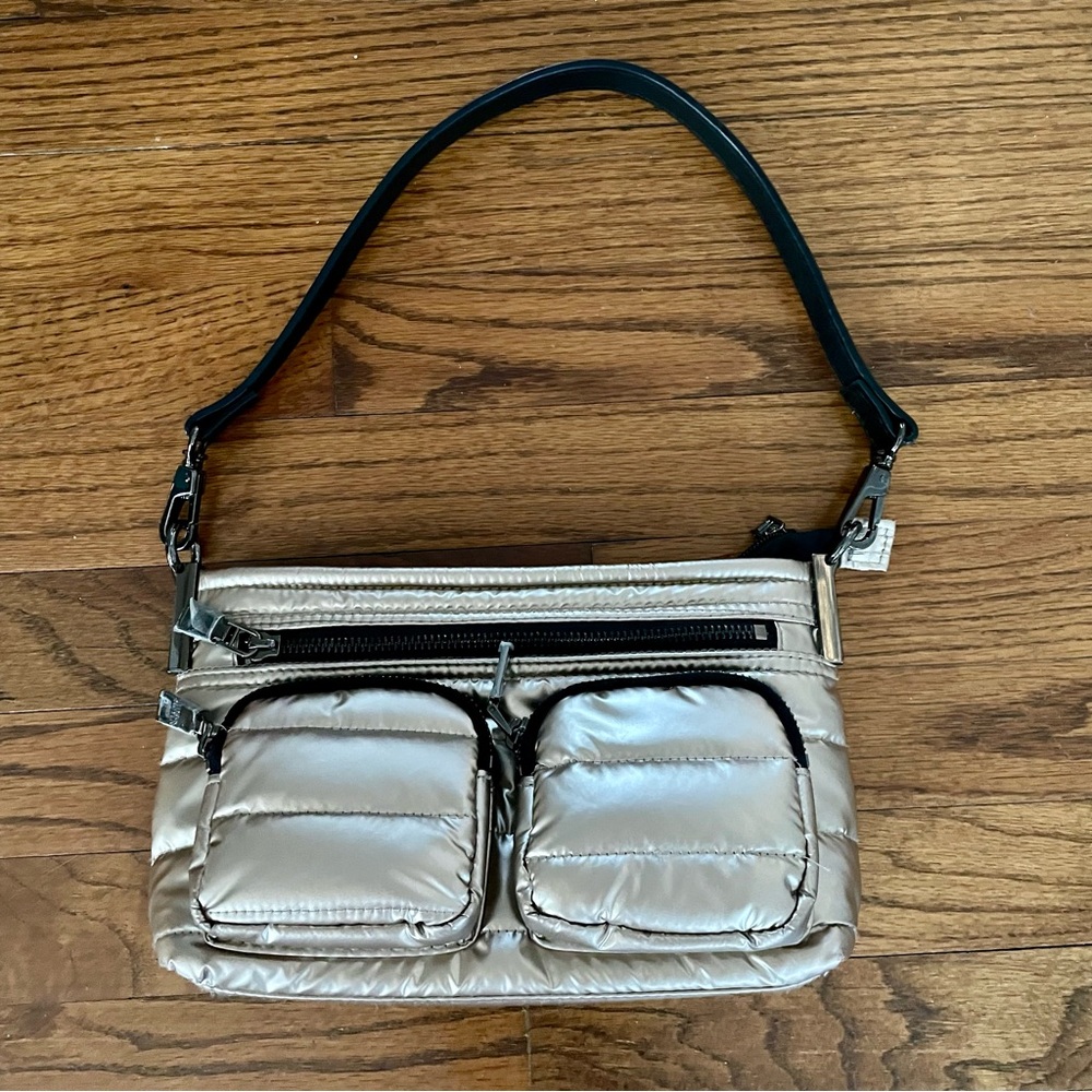 Think Royln Double Trouble Crossbody Handbag Metallic Champagne Gold - Picture 7 of 9